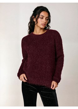 Sinsay - Sweter z futrzanym wykończeniem - bordowy ze sklepu Sinsay w kategorii Swetry damskie - zdjęcie 188854832