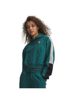 Damska bluza nierozpinana z kapturem Under Armour Sport Terry Trend Hoodie - zielona ze sklepu Sportstylestory.com w kategorii Bluzy damskie - zdjęcie 188855010