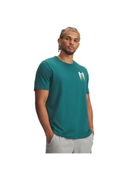 Męski t-shirt z nadrukiem Under Armour UA M Blur Logo SS - zielony ze sklepu Sportstylestory.com w kategorii T-shirty męskie - zdjęcie 188855050