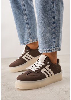 Brązowe Sneakersy Kultowe Tenisówki na Platformie Hlalna ze sklepu born2be.pl w kategorii Buty sportowe damskie - zdjęcie 188857002