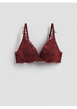 Reserved - Biustonosz push up z haftem - mahoniowy ze sklepu Reserved w kategorii Biustonosze - zdjęcie 188860302