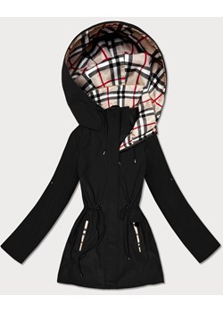 Damska kurtka z wykończeniem w kratkę Goodlookin czarna (KK60411-1#) ze sklepu goodlookin.pl w kategorii Kurtki damskie - zdjęcie 188860884