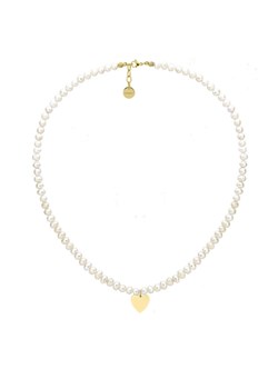 Naszyjnik damski z pereł naturalnych hodowanych z zawieszką złotą serce stal szlachetna ze sklepu manoki.pl w kategorii Naszyjniki - zdjęcie 188861322
