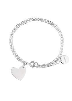 Srebrna bransoletka damska z zawieszką charms serce stal szlachetna podwójny łańcuszek ze sklepu manoki.pl w kategorii Bransoletki - zdjęcie 188861323