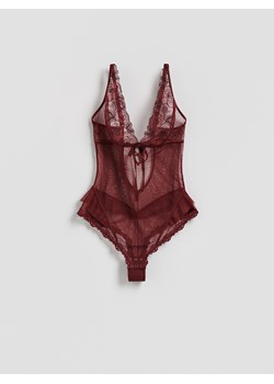 Reserved - Koronkowe body - mahoniowy ze sklepu Reserved w kategorii Body damskie - zdjęcie 188861464