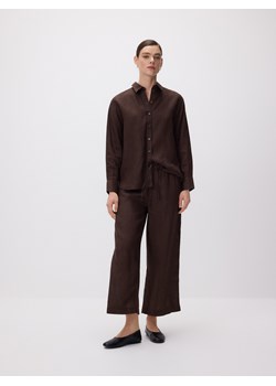 Reserved - Lniana koszula - ciemnobrązowy ze sklepu Reserved w kategorii Bluzki damskie - zdjęcie 188861490