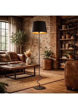 Czarna lampa stojąca do czytania w salonie SURAT GOLD ze sklepu Lysne w kategorii Lampy podłogowe - zdjęcie 188861902