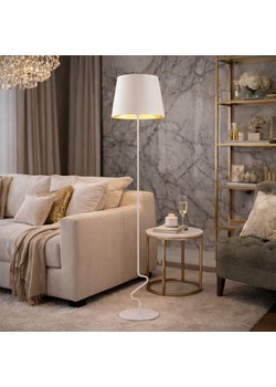 Biała lampa podłogowa do salonu SURAT GOLD w stylu glamour ze sklepu Lysne w kategorii Lampy podłogowe - zdjęcie 188861903