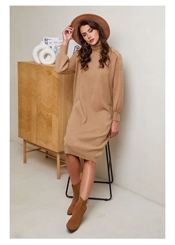 Soft Cashmere Sukienka dzianinowa w kolorze jasnobrązowym ze sklepu Limango Polska w kategorii Sukienki - zdjęcie 188863561