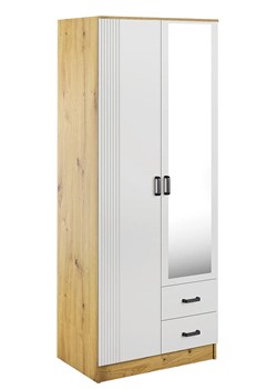 Szafa uchylna z lustrem dąb artisan + biały - Rivanox ze sklepu Edinos.pl w kategorii Szafy - zdjęcie 188866310