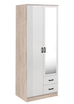Skandynawska szafa z lustrem dąb sonoma + biały - Rivanox ze sklepu Edinos.pl w kategorii Szafy - zdjęcie 188866322