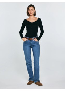 Bluzka damska z prążkowanej dzianiny czarna Nathalie 906 ze sklepu Big Star w kategorii Bluzki damskie - zdjęcie 188870563