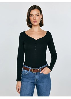 Bluzka damska z prążkowanej dzianiny czarna Nathalie 906 ze sklepu Big Star w kategorii Bluzki damskie - zdjęcie 188870564