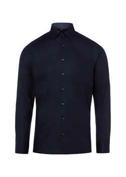 Finshley & Harding Męska koszula biznesowa - Easy Care Mężczyźni Slim Fit Bawełna granatowy jednolity ze sklepu vangraaf w kategorii Koszule męskie - zdjęcie 188870931