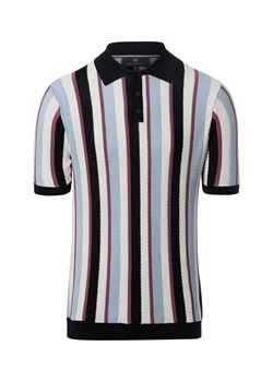 Nils Sundström Męska koszulka polo z dzianiny Mężczyźni Bawełna (100%) granatowy w paski ze sklepu vangraaf w kategorii Swetry męskie - zdjęcie 188870934