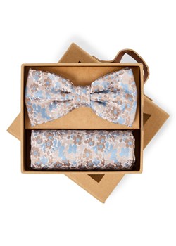 Finshley & Harding London Męska jedwabna muszka i poszetka Mężczyźni Jedwab (100%) beżowy wzorzysty ze sklepu vangraaf w kategorii Muchy - zdjęcie 188870984