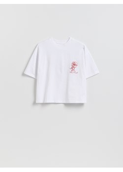 Reserved - T-shirt z haftem - biały ze sklepu Reserved w kategorii Bluzki damskie - zdjęcie 188871950