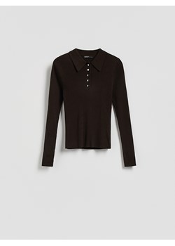 Reserved - Sweter polo z wełną - brązowy ze sklepu Reserved w kategorii Swetry damskie - zdjęcie 188872064