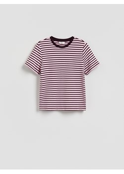 Reserved - T-shirt z bawełny merceryzowanej - ciemnofioletowy ze sklepu Reserved w kategorii Bluzki damskie - zdjęcie 188872193