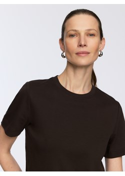 Reserved - T-shirt z bawełny merceryzowanej - brązowy ze sklepu Reserved w kategorii Bluzki damskie - zdjęcie 188872203