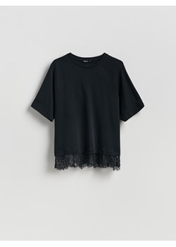 Reserved - T-shirt z koronką - czarny ze sklepu Reserved w kategorii Bluzki damskie - zdjęcie 188872292
