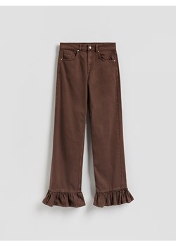 Reserved - Jeansy wide leg z falbankami - dark grey jeans ze sklepu Reserved w kategorii Jeansy damskie - zdjęcie 188872542
