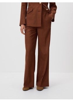Reserved - Spodnie z lnem - brązowy ze sklepu Reserved w kategorii Spodnie damskie - zdjęcie 188872610