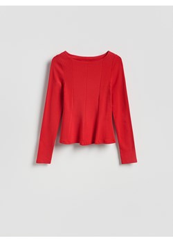 Reserved - Bluzka z baskinką - czerwony ze sklepu Reserved w kategorii Bluzki damskie - zdjęcie 188872643
