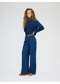 Reserved - Jeansy wide leg z ozdobnymi kieszeniami - niebieski ze sklepu Reserved w kategorii Jeansy damskie - zdjęcie 188872684