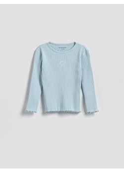 Reserved - Prążkowana koszulka - jasnoniebieski ze sklepu Reserved w kategorii Bluzki dziewczęce - zdjęcie 188872723