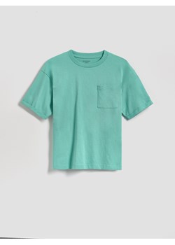 Reserved - Bawełniany t-shirt - jasnoturkusowy ze sklepu Reserved w kategorii T-shirty chłopięce - zdjęcie 188872762