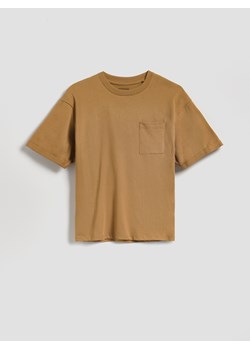 Reserved - Bawełniany t-shirt - brązowy ze sklepu Reserved w kategorii T-shirty chłopięce - zdjęcie 188872764