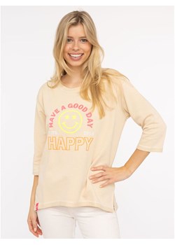 Zwillingsherz Koszulka "Happy" w kolorze beżowym ze sklepu Limango Polska w kategorii Bluzki damskie - zdjęcie 188874943