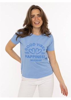 Zwillingsherz Koszulka "Happiness Vibes" w kolorze błękitnym ze sklepu Limango Polska w kategorii Bluzki damskie - zdjęcie 188881410