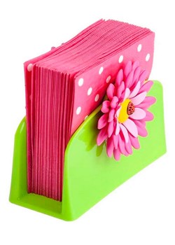 Vigar Uchwyt "Flower power" w kolorze zielono-różowym na serwetki - 14 x 10 x 6 cm ze sklepu Limango Polska w kategorii Akcesoria kuchenne - zdjęcie 188883493