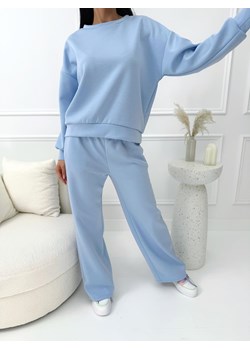 Błękitny Komplet Bluza + Spodnie Wide Leg ze sklepu ModnaKiecka.pl w kategorii Komplety i garnitury damskie - zdjęcie 188884722