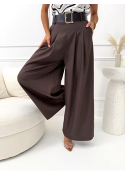 Brązowe Eleganckie Spodnie z Szerokimi Nogawkami ze sklepu ModnaKiecka.pl w kategorii Spodnie damskie - zdjęcie 188884730