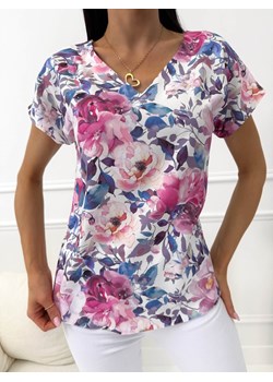 Kremowa Bluzeczka w Roślinny Wzór ze sklepu ModnaKiecka.pl w kategorii Bluzki damskie - zdjęcie 188884742