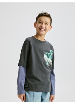 Reserved - Koszulka longsleeve z nadrukiem - ciemnoszary ze sklepu Reserved w kategorii Bluzy chłopięce - zdjęcie 188885104