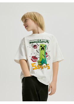Reserved - Bawełniany t-shirt Minecraft - złamana biel ze sklepu Reserved w kategorii T-shirty chłopięce - zdjęcie 188885200