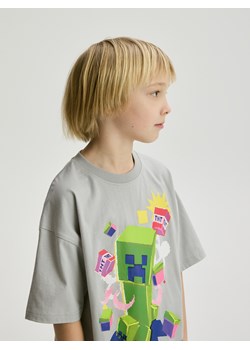 Reserved - Bawełniany t-shirt Minecraft - jasnoszary ze sklepu Reserved w kategorii T-shirty chłopięce - zdjęcie 188885204