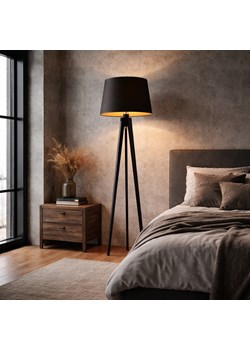 Nowoczesna lampa podłogowa CURACAO GOLD lampa stojąca drewniany trójnóg ze sklepu Lysne w kategorii Lampy podłogowe - zdjęcie 188895960