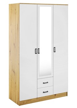 Trzydrzwiowa skandynawska szafa z lustrem dab artisan + biały - Montixa ze sklepu Edinos.pl w kategorii Szafy - zdjęcie 188901571