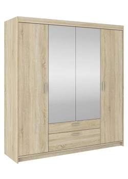 Czterodrzwiowa garderoba z szufladami i lustrem dąb sonoma F4-P72 ze sklepu Edinos.pl w kategorii Szafy - zdjęcie 188901604