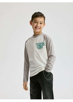 Reserved - Bawełniany longsleeve z nadrukiem - złamana biel ze sklepu Reserved w kategorii T-shirty chłopięce - zdjęcie 188906531