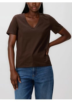 Reserved - T-shirt regular z dekoltem V - ciemnobrązowy ze sklepu Reserved w kategorii Bluzki damskie - zdjęcie 188906861