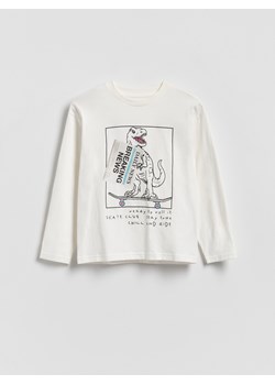 Reserved - Bawełniany longsleeve z nadrukiem - złamana biel ze sklepu Reserved w kategorii Bluzy chłopięce - zdjęcie 188907184