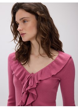 Reserved - Sweter z falbanką - jasnofioletowy ze sklepu Reserved w kategorii Bluzki damskie - zdjęcie 188907314