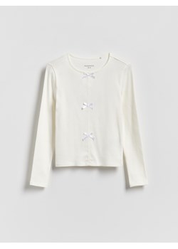 Reserved - Koszulka z kokardkami - złamana biel ze sklepu Reserved w kategorii Bluzki dziewczęce - zdjęcie 188907391