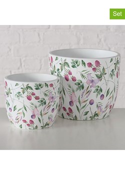 Boltze Osłonki (2 szt.) "Fantasy" w kolorze biało-zielono-różowym na doniczkę ze sklepu Limango Polska w kategorii Doniczki i osłonki - zdjęcie 188910302